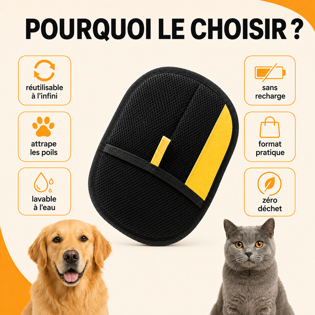 Gant Anti-Poils Pettami — Un seul geste = Zéro poil