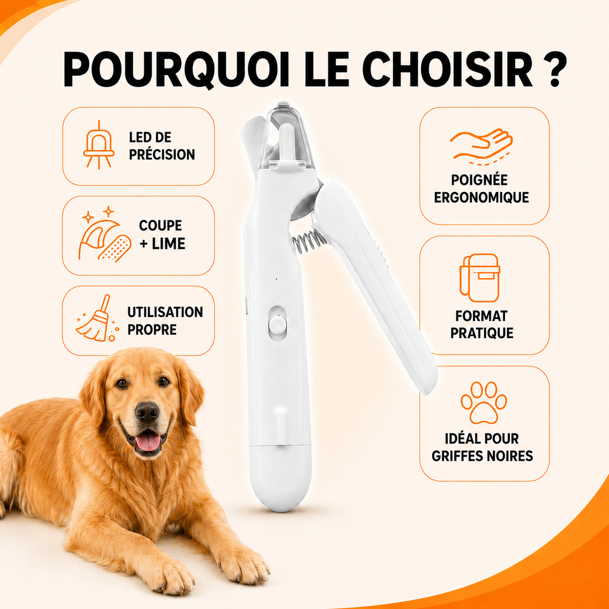 LunaCoupe Pro™ — Coupez les griffes de votre animal en toute sécurité.
