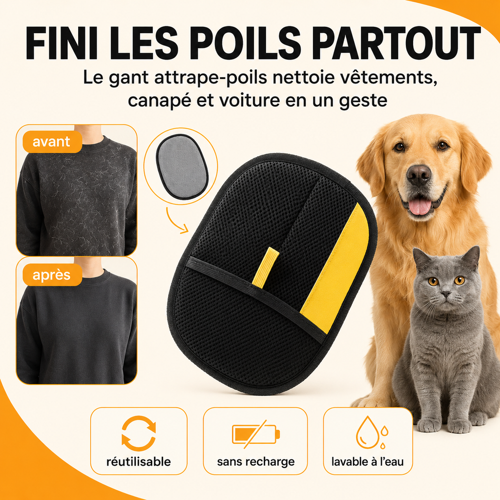 Gant Anti-Poils Pettami — Un seul geste = Zéro poil